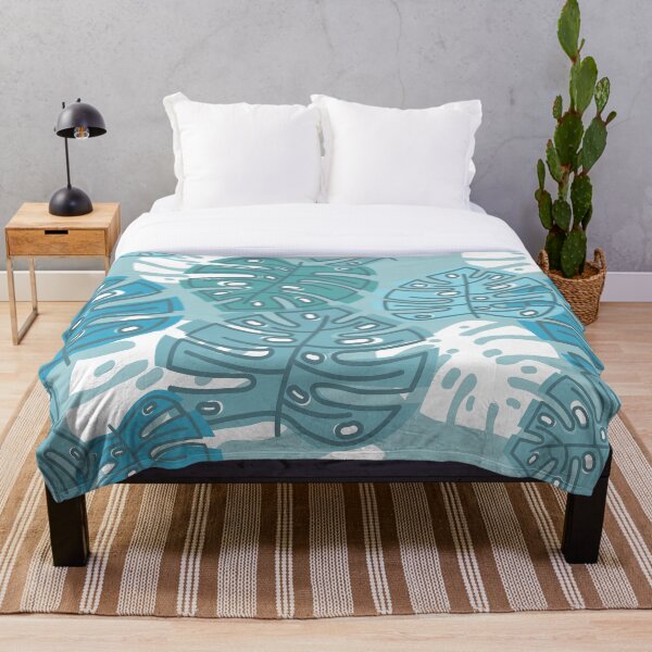 Artikelvorschau, Blaues Monstera-Laub entworfen und verkauft von CoolWallpapers.