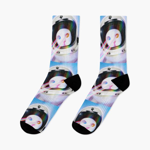Item preview, Cosmic White Space Cat with Mismatched Laser Eyes designed and sold by MarikaJohnson.