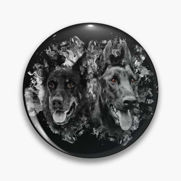 Item preview, Two cute puppies of breed American Pit Bull Terrier on a dark background. Black and white image designed and sold by Anatoly44.
