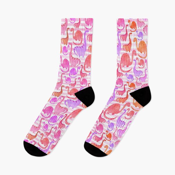 Item preview, Watercolor Dino Stripe Pink designed and sold by SamAnnDesigns.