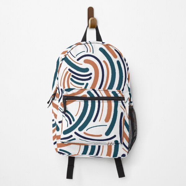 Item preview, Abstract curves - turquoise, orange and navy on white designed and sold by ColoursOfFrance.