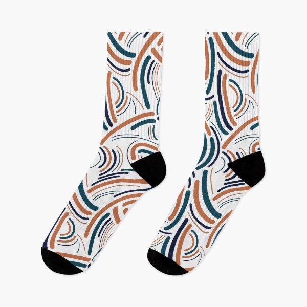 Item preview, Abstract curves - turquoise, orange and navy on white designed and sold by ColoursOfFrance.