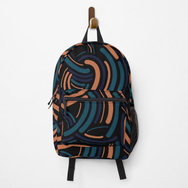 Item preview, Abstract curves - turquoise, orange and navy on black designed and sold by ColoursOfFrance.