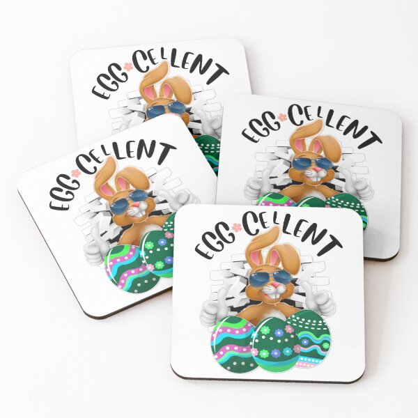 Item preview, Eggcellent Cool Easter Bunny With Eggs Easter Pun-White designed and sold by Designs By YL.