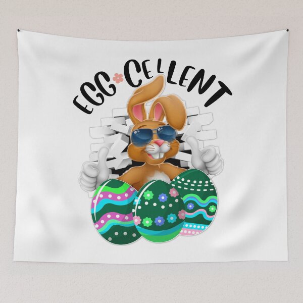 Item preview, Eggcellent Cool Easter Bunny With Eggs Easter Pun-White designed and sold by Designs By YL.