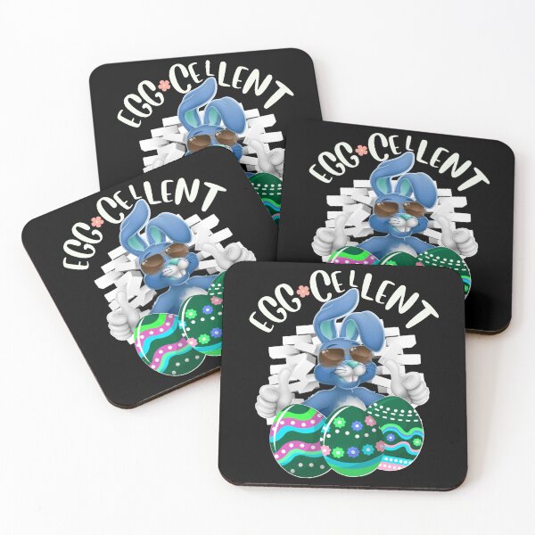 Item preview, Eggcellent Cool Easter Bunny With Eggs Easter Pun- Blue designed and sold by Designs By YL.