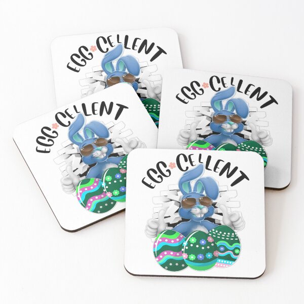 Item preview, Eggcellent Cool Easter Bunny With Eggs Easter Pun- Blue designed and sold by Designs By YL.