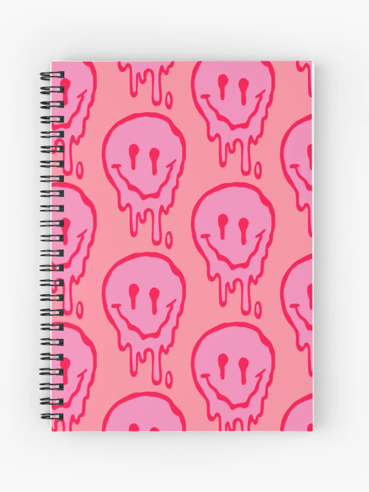 Large Pink and White Smiley Face - Preppy Aesthetic Decor Notebook