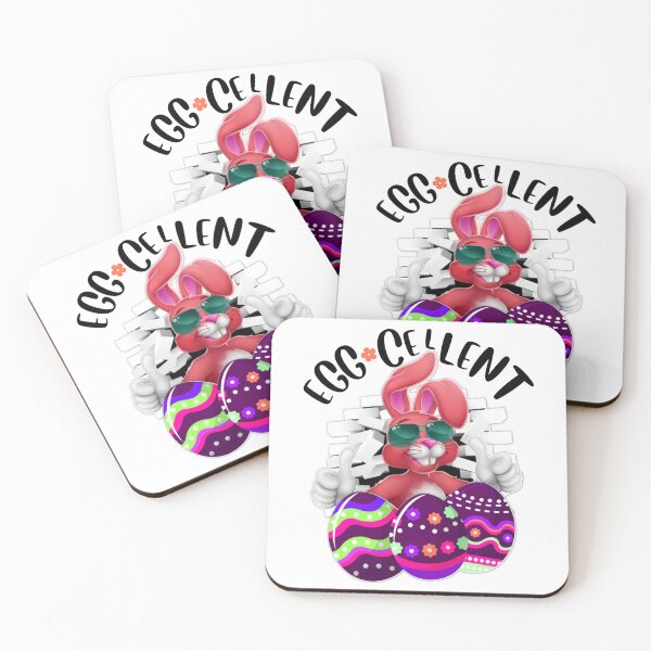 Item preview, Eggcellent Cool Easter Bunny With Eggs Easter Pun- Pink designed and sold by Designs By YL.