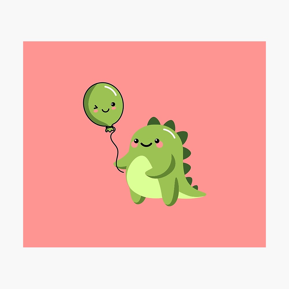 Kawaii Dinosaur Holding Balloon\