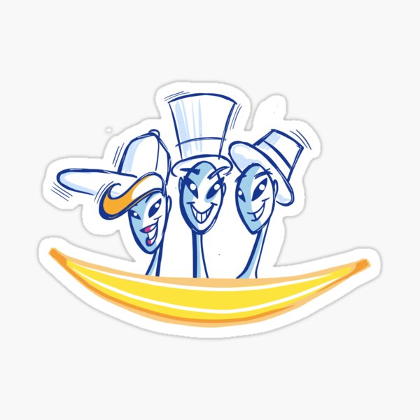 ET with white hats riding a banana Sticker