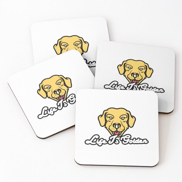 Item preview, "Life Is Golden" text with a golden retriever dog head design designed and sold by Jrodi.