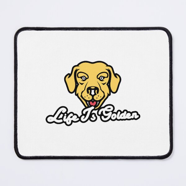 Item preview, "Life Is Golden" text with a golden retriever dog head design designed and sold by Jrodi.