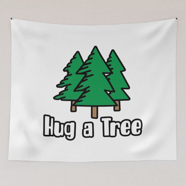 Item preview, "Hug a Tree" text with three green trees design designed and sold by Jrodi.