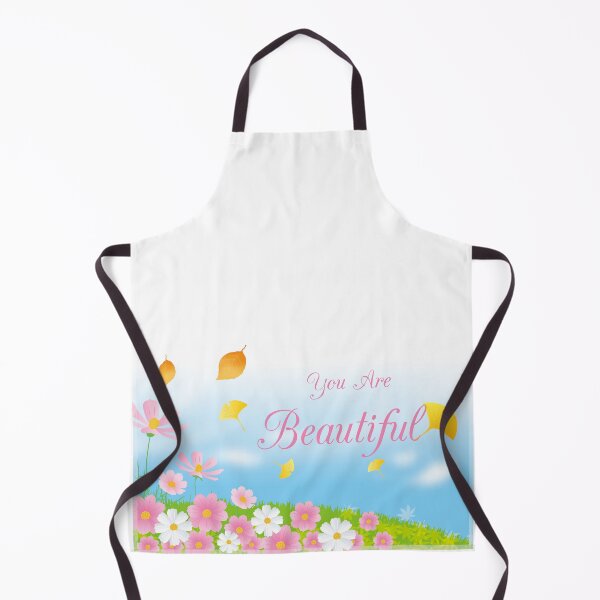 Item preview, You Are Beautiful. Flowers, Blue Sky, Pink text. Positive vibes designed and sold by S Quinn.
