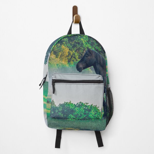 Item preview, Black Horse In Foggy Meadow designed and sold by AnimalLover4eva.