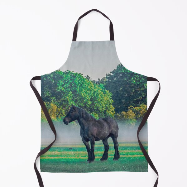 Item preview, Black Horse In Foggy Meadow designed and sold by AnimalLover4eva.