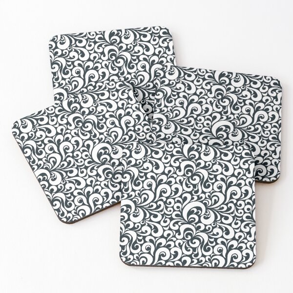 Item preview, Black and white swirly floral pattern  designed and sold by Tanuja  Sharma.