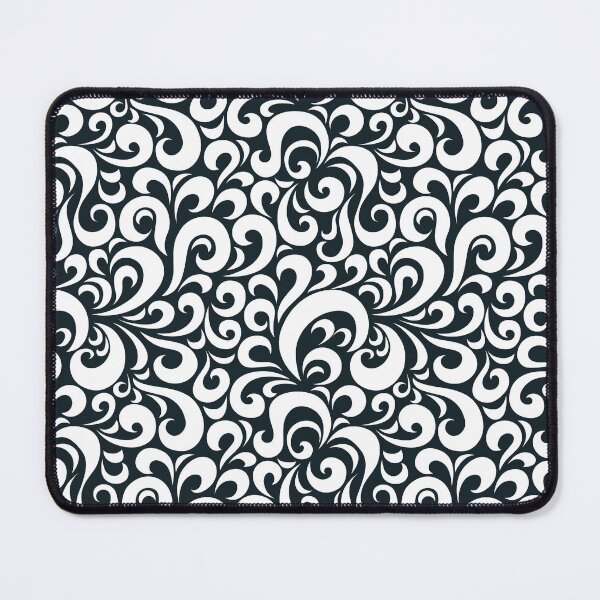 Item preview, Black and white swirly floral pattern designed and sold by Tanuja Sharma.