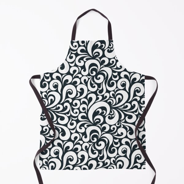 Item preview, Black and white swirly floral pattern designed and sold by Tanuja Sharma.
