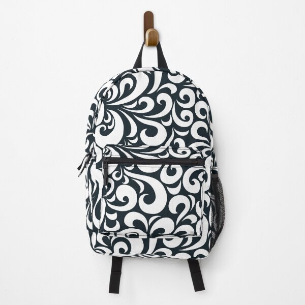 Item preview, Black and white swirly floral pattern designed and sold by Tanuja Sharma.