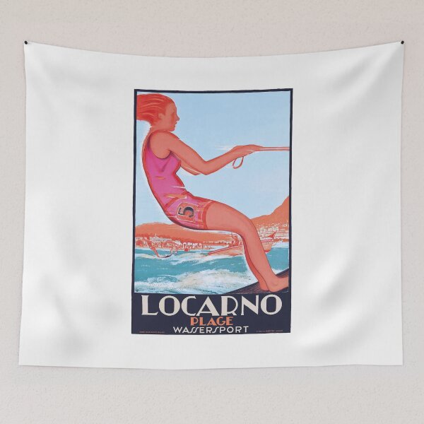 Item preview, 1928 SWITZERLAND Locarno Watersports Travel Poster designed and sold by retrographics.