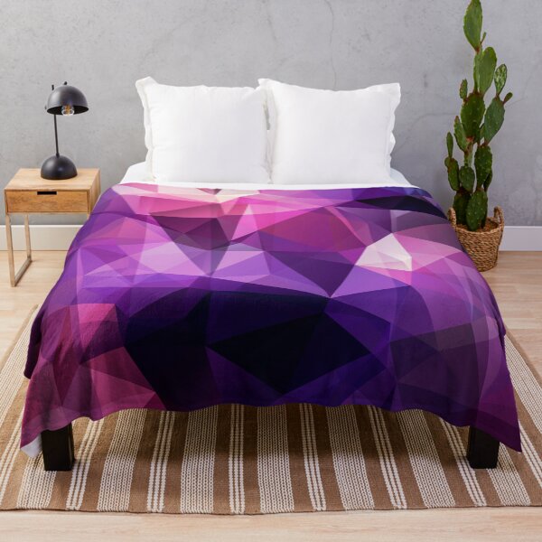 Item preview, Abstract print geometrical pattern of triangles polygon. Fabric design in bright colors designed and sold by fuzzyfox.