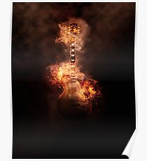 Guitare en feu Poster