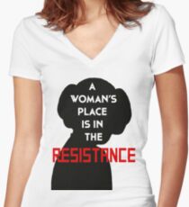 A Woman's Place Is In The Resistance Women's Fitted V-Neck T-Shirt