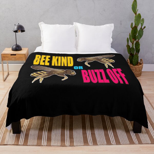 Item preview, Bee Kind or Buzz Off Flying Bees Yellow Blue Red Font designed and sold by artfulnotebook.