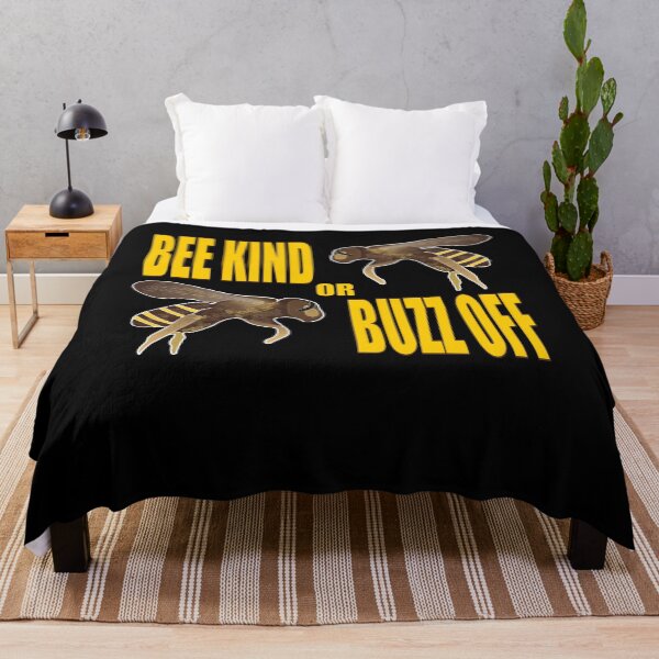 Item preview, Bee Kind or Buzz Off Pollinator Bees Yellow Gold Font designed and sold by artfulnotebook.