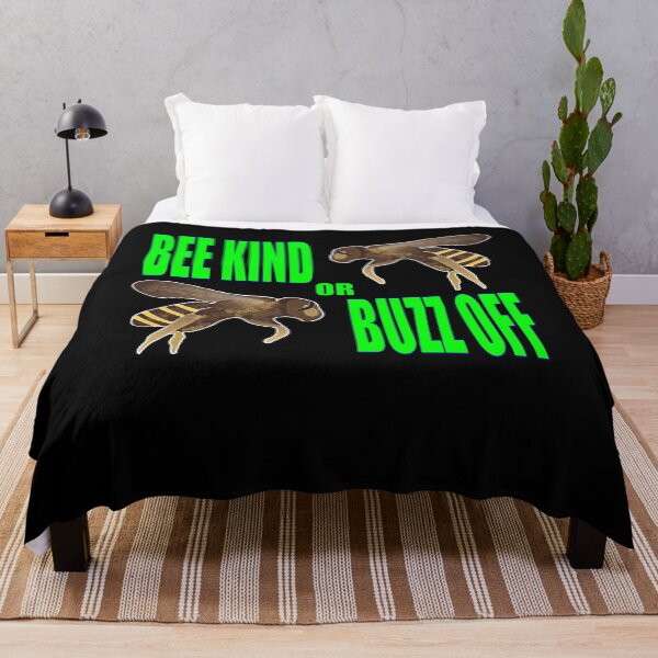 Item preview, Bee Kind or Buzz Off Detailed Bees Lime Green Font designed and sold by artfulnotebook.
