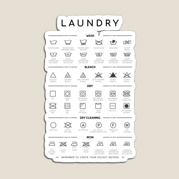  Talented Kitchen Magnetic Laundry Symbols Chart - White Vinyl  Laundry Care Guide Sign for Washing, Drying, Ironing, and Dry Clean (5x7  in) : Health & Household