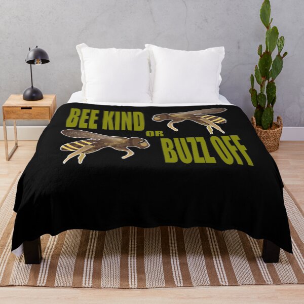 Item preview, Bee Kind or Buzz Off Buzzing Bees Olive Green Font designed and sold by artfulnotebook.
