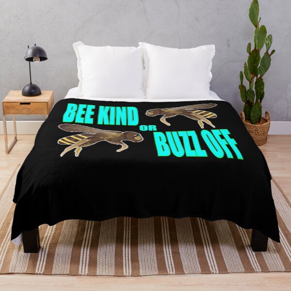 Item preview, Bee Kind or Buzz Off Realistic Bees Bright Teal Font designed and sold by artfulnotebook.