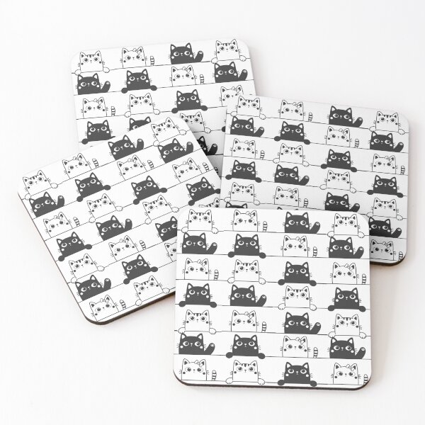 Item preview, Cute Black And White Cats Looking Over Ledges Seamless Pattern designed and sold by Cora Gregory.