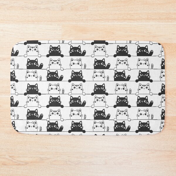 Item preview, Cute Black And White Cats Looking Over Ledges Seamless Pattern designed and sold by Cora Gregory.
