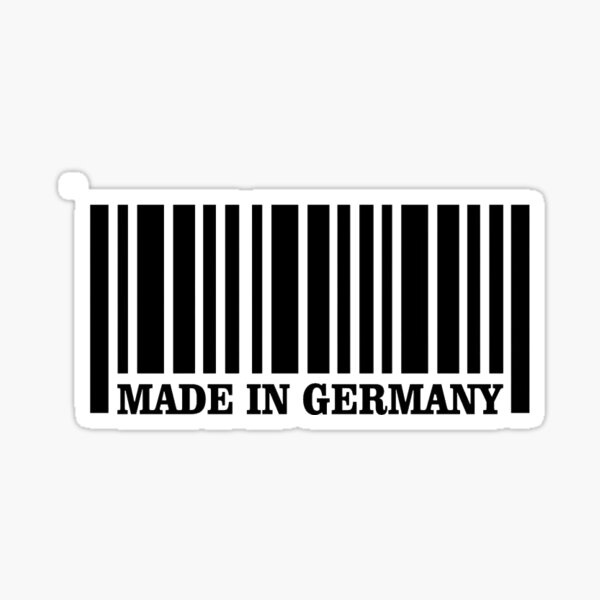 Made in Germany Barcode Funny Novelty Silver Hologram Neo Chrome Stickers Decals 