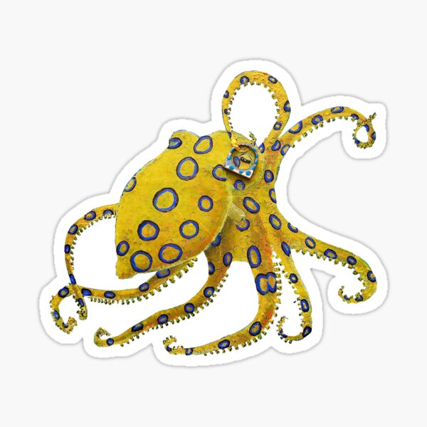 Item preview, I Spy With My Little Eye, Blue Ringed Octopus, oil on canvas designed and sold by OceanicSoiree.