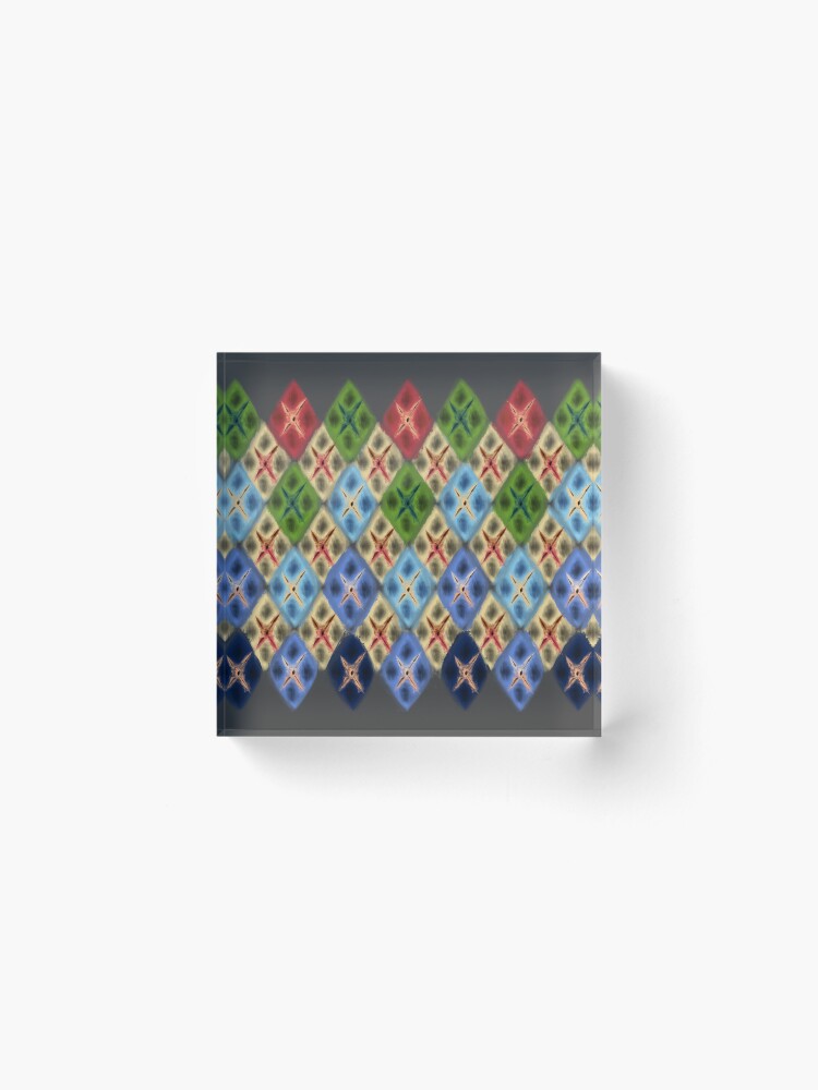 Thumbnail 2 of 5, Acrylic Block, Argyle Dragon Scale: Summer and Tropical Colors designed and sold by BlazeraptorGirl.