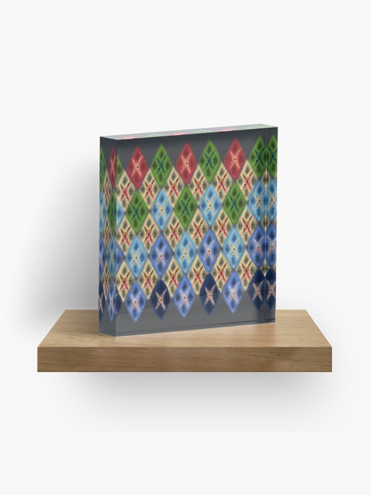 Thumbnail 1 of 5, Acrylic Block, Argyle Dragon Scale: Summer and Tropical Colors designed and sold by BlazeraptorGirl.