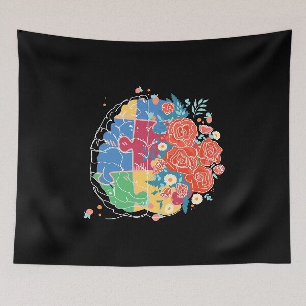 Item preview, Floral Brain Art Rainbow Puzzle Pieces Autism Awareness product designed and sold by Merchking1.