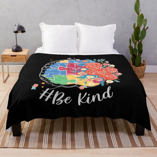 Item preview, Be Kind Floral Brain Art Puzzle Pieces Autism Awareness print designed and sold by Merchking1.