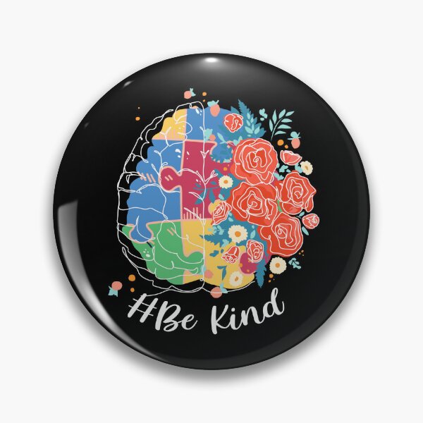 Item preview, Be Kind Floral Brain Art Puzzle Pieces Autism Awareness print designed and sold by Merchking1.