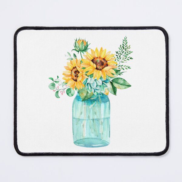 Item preview, Sunflowers, Mason jar, sunflower bouquet, watercolor, watercolor sunflowers designed and sold by SouthPrints.