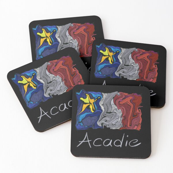 Item preview, Acadian Flag pastel liquid mosaic - Drapeau acadien mosaïque liquide pastel vitrail designed and sold by ColoursOfFrance.