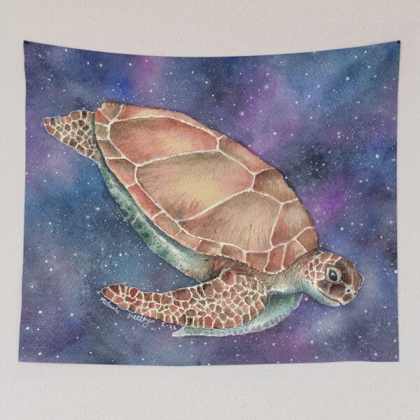 Item preview, Sea Turtle Swims in Space Watercolor designed and sold by Kelley-Art.