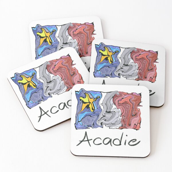 Artikelvorschau, Flüssiges Pastellmosaik mit akadischer Flagge - Drapeau acadien mosaïque liquide pastel vitrail entworfen und verkauft von ColoursOfFrance.
