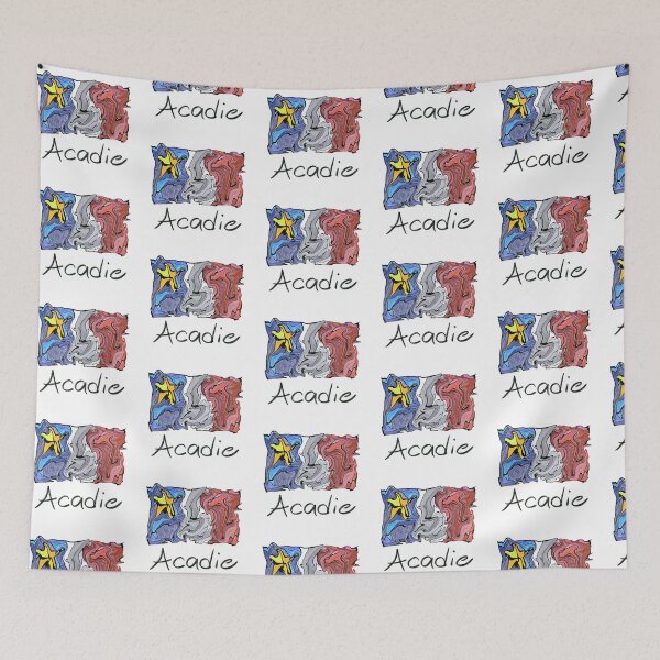 Artikelvorschau, Flüssiges Pastellmosaik mit akadischer Flagge - Drapeau acadien mosaïque liquide pastel vitrail entworfen und verkauft von ColoursOfFrance.