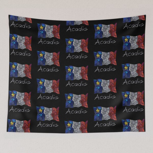 Artikelvorschau, Flüssiges Pastellmosaik mit akadischer Flagge - Drapeau acadien mosaïque liquide pastel vitrail entworfen und verkauft von ColoursOfFrance.